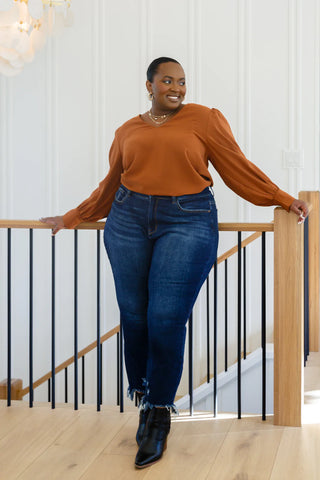 Enjoy This Moment V Neck Blouse In Toffee, Ave Shops - A Blissfully Beautiful Boutique