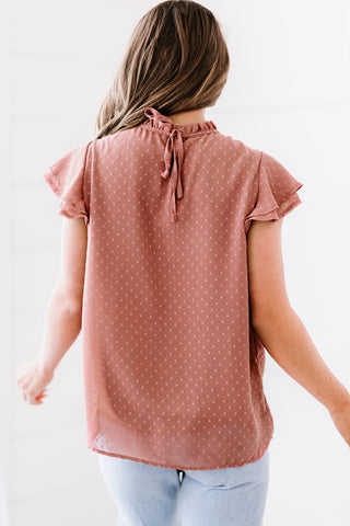 Polka Dot Smocked Flutter Sleeve Blouse, Trendsi - A Blissfully Beautiful Boutique