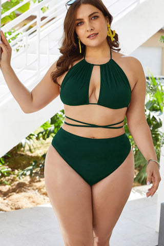 Plus Size Cutout Tied Backless Bikini Set, Trendsi - A Blissfully Beautiful Boutique