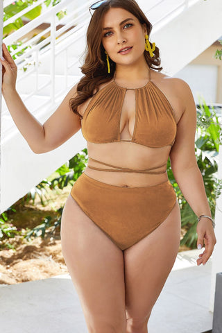 Plus Size Cutout Tied Backless Bikini Set, Trendsi - A Blissfully Beautiful Boutique