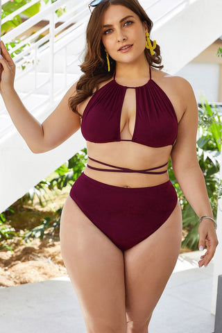 Plus Size Cutout Tied Backless Bikini Set, Trendsi - A Blissfully Beautiful Boutique