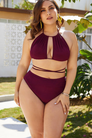 Plus Size Cutout Tied Backless Bikini Set, Trendsi - A Blissfully Beautiful Boutique