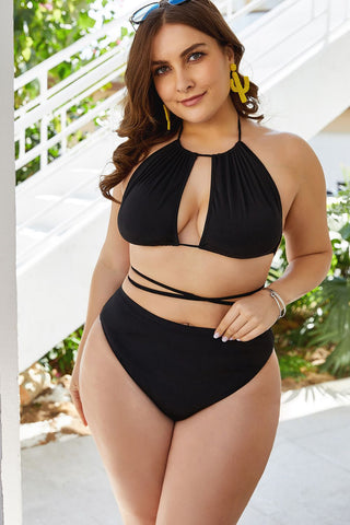 Plus Size Cutout Tied Backless Bikini Set, Trendsi - A Blissfully Beautiful Boutique