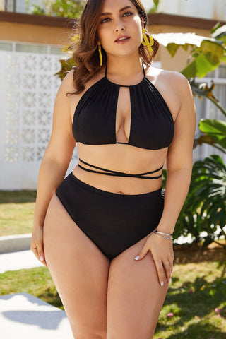 Plus Size Cutout Tied Backless Bikini Set, Trendsi - A Blissfully Beautiful Boutique