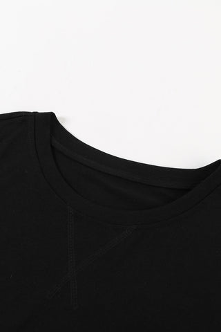 Color Block Side Slit Round Neck T-Shirt, Trendsi - A Blissfully Beautiful Boutique