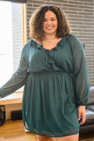 Front And Center Balloon Sleeve Dress in Green, Ave Shops - A Blissfully Beautiful Boutique