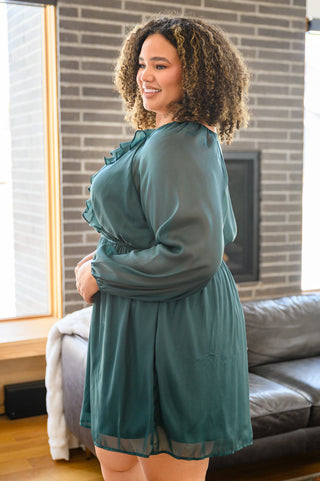 Front And Center Balloon Sleeve Dress in Green, Ave Shops - A Blissfully Beautiful Boutique
