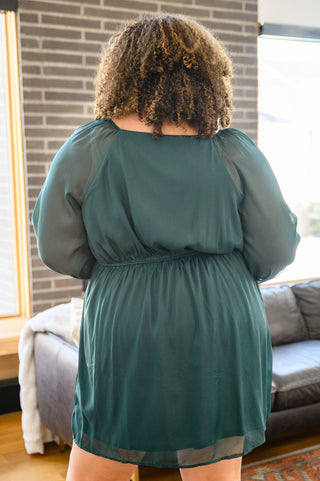 Front And Center Balloon Sleeve Dress in Green, Ave Shops - A Blissfully Beautiful Boutique