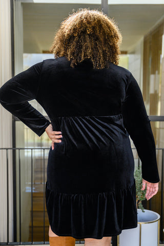 Jentsyn Velvet V-Neck Dress in Black, Ave Shops - A Blissfully Beautiful Boutique