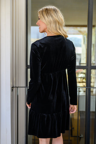 Jentsyn Velvet V-Neck Dress in Black, Ave Shops - A Blissfully Beautiful Boutique