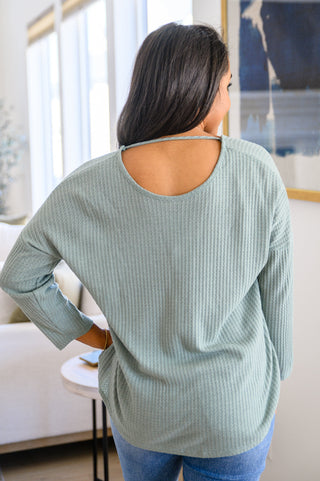 Austin Waffle Knit Basic Top In Sage, Ave Shops - A Blissfully Beautiful Boutique