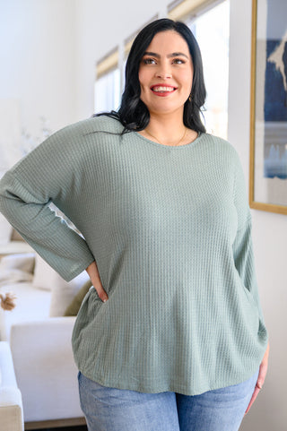 Austin Waffle Knit Basic Top In Sage, Ave Shops - A Blissfully Beautiful Boutique