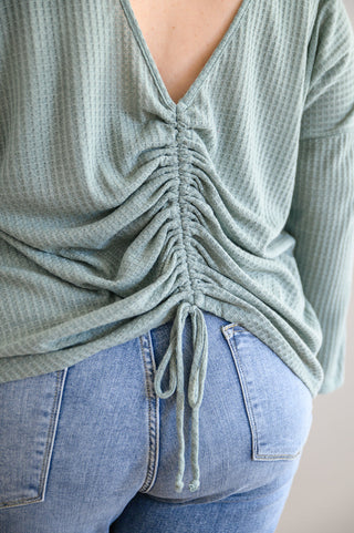 Austin Waffle Knit Basic Top In Sage, Ave Shops - A Blissfully Beautiful Boutique