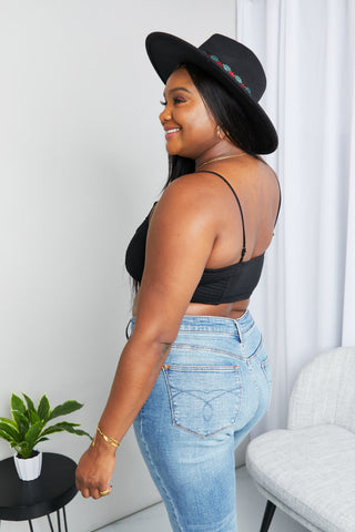 Zenana Full Size Textured Spaghetti Strap Bralette in Black, Trendsi - A Blissfully Beautiful Boutique