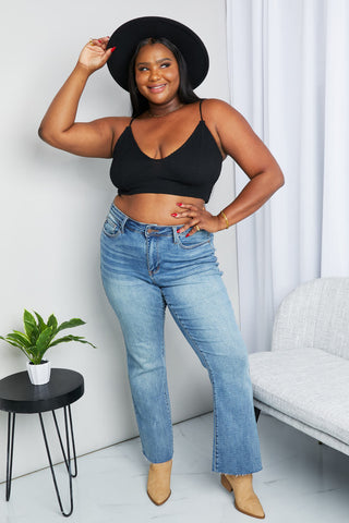 Zenana Full Size Textured Spaghetti Strap Bralette in Black, Trendsi - A Blissfully Beautiful Boutique