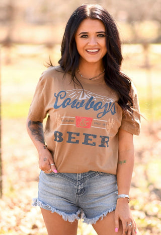 Cowboys & Beer Tee, P&PD Wholesale - A Blissfully Beautiful Boutique