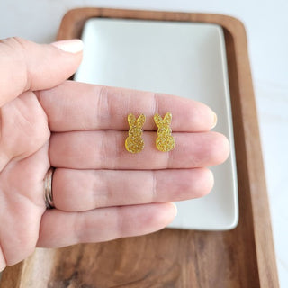 Glitter Bunny Studs - Yellow, Spiffy & Splendid - A Blissfully Beautiful Boutique
