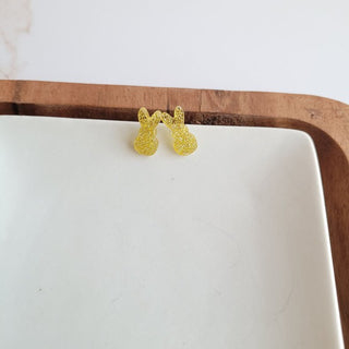 Glitter Bunny Studs - Yellow, Spiffy & Splendid - A Blissfully Beautiful Boutique