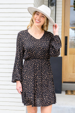 Make Your Happiness Long Sleeve Dress in Black, Ave Shops - A Blissfully Beautiful Boutique