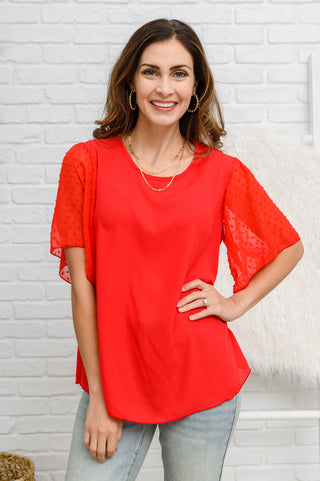 Best Of My Love Short Sleeve Blouse In Red, Ave Shops - A Blissfully Beautiful Boutique