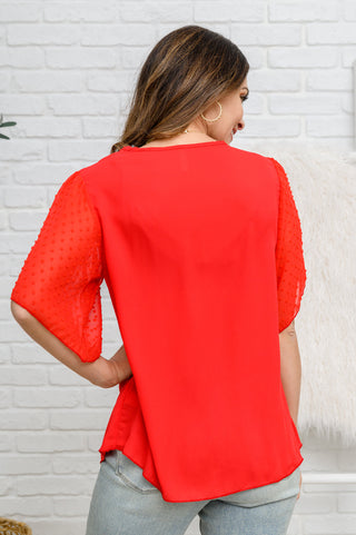 Best Of My Love Short Sleeve Blouse In Red, Ave Shops - A Blissfully Beautiful Boutique