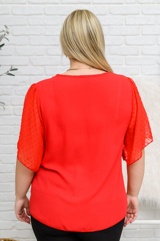 Best Of My Love Short Sleeve Blouse In Red, Ave Shops - A Blissfully Beautiful Boutique