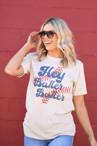 Hey Batter Batter Tee, P&PD Wholesale - A Blissfully Beautiful Boutique