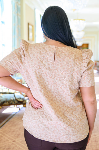 Kelsi Jacquard Puff Sleeve Top In Tan, Ave Shops - A Blissfully Beautiful Boutique