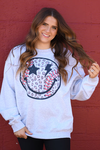 Leopard Baseball Smiley Sweatshirts/Tees, P&PD Wholesale - A Blissfully Beautiful Boutique