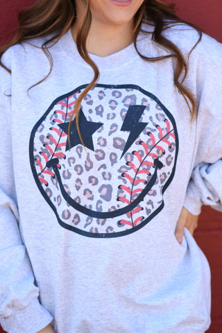 Leopard Baseball Smiley Sweatshirts/Tees, P&PD Wholesale - A Blissfully Beautiful Boutique