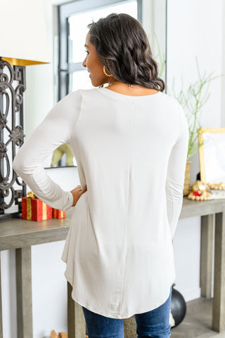 Basics Are Best Long Sleeve V-Neck Top in Bone, Ave Shops - A Blissfully Beautiful Boutique