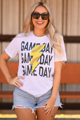 Softball Game Day Bolt Tee, P&PD Wholesale - A Blissfully Beautiful Boutique