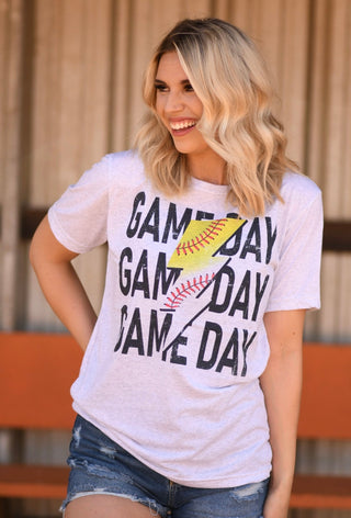 Half Baseball Half Softball Game Day Bolt Tee, P&PD Wholesale - A Blissfully Beautiful Boutique
