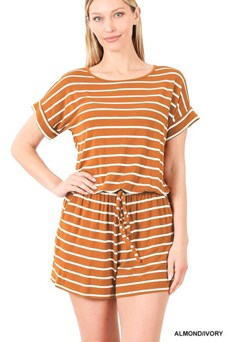 STRIPE ROMPER WITH POCKETS, ZENANA - A Blissfully Beautiful Boutique