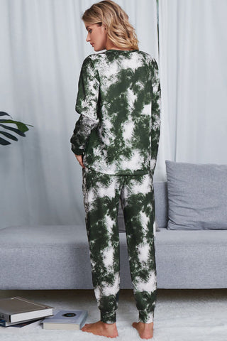 Tie-Dye Crewneck Top and Drawstring Waist Joggers Lounge Set, Trendsi - A Blissfully Beautiful Boutique