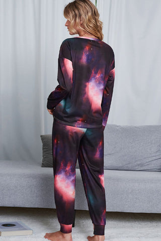 Tie-Dye Crewneck Top and Drawstring Waist Joggers Lounge Set, Trendsi - A Blissfully Beautiful Boutique