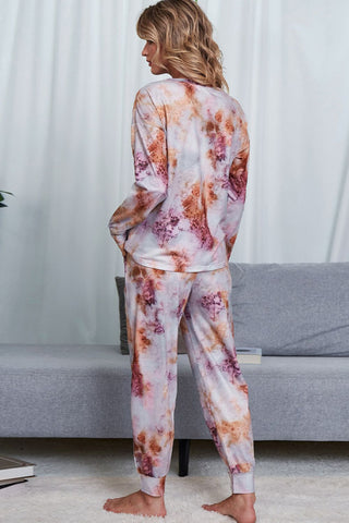 Tie-Dye Crewneck Top and Drawstring Waist Joggers Lounge Set, Trendsi - A Blissfully Beautiful Boutique