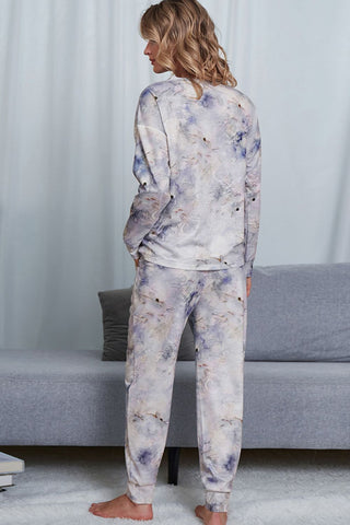Tie-Dye Crewneck Top and Drawstring Waist Joggers Lounge Set, Trendsi - A Blissfully Beautiful Boutique