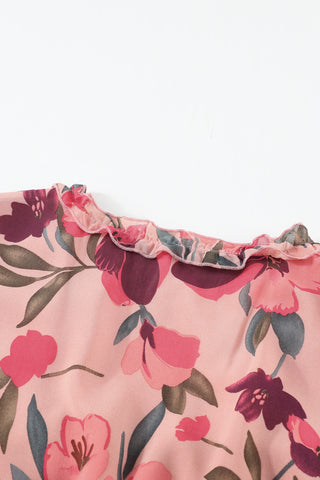 Floral Frill Trim Flounce Sleeve Plunge Maxi Dress, Trendsi - A Blissfully Beautiful Boutique