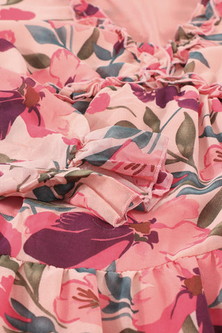 Floral Frill Trim Flounce Sleeve Plunge Maxi Dress, Trendsi - A Blissfully Beautiful Boutique