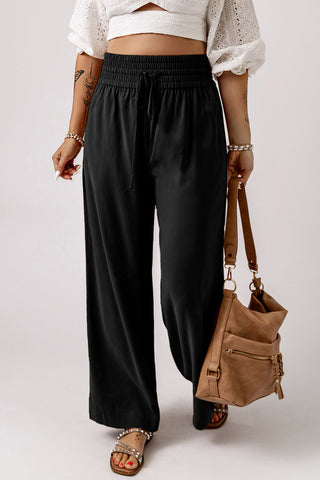 Drawstring Smocked Waist Wide Leg Pants, Trendsi - A Blissfully Beautiful Boutique