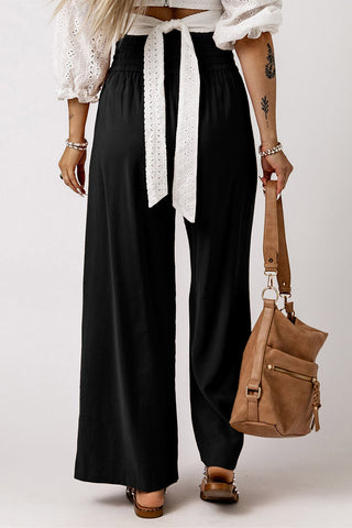 Drawstring Smocked Waist Wide Leg Pants, Trendsi - A Blissfully Beautiful Boutique