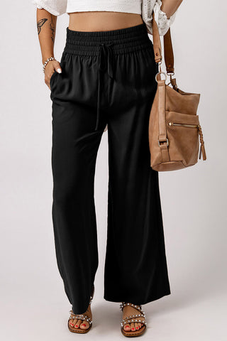 Drawstring Smocked Waist Wide Leg Pants, Trendsi - A Blissfully Beautiful Boutique