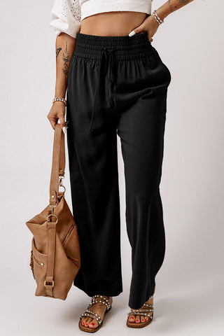 Drawstring Smocked Waist Wide Leg Pants, Trendsi - A Blissfully Beautiful Boutique