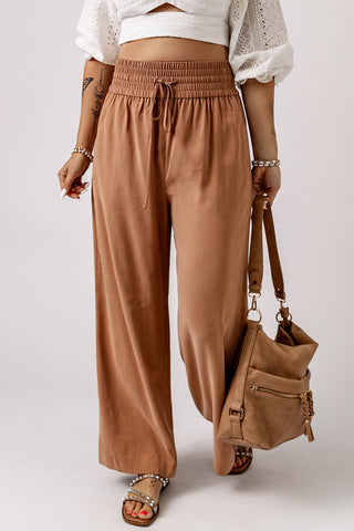 Drawstring Smocked Waist Wide Leg Pants, Trendsi - A Blissfully Beautiful Boutique