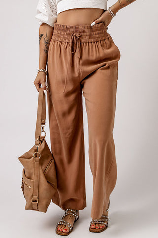 Drawstring Smocked Waist Wide Leg Pants, Trendsi - A Blissfully Beautiful Boutique