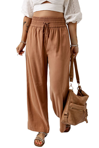 Drawstring Smocked Waist Wide Leg Pants, Trendsi - A Blissfully Beautiful Boutique