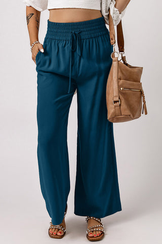 Drawstring Smocked Waist Wide Leg Pants, Trendsi - A Blissfully Beautiful Boutique