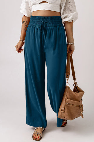 Drawstring Smocked Waist Wide Leg Pants, Trendsi - A Blissfully Beautiful Boutique