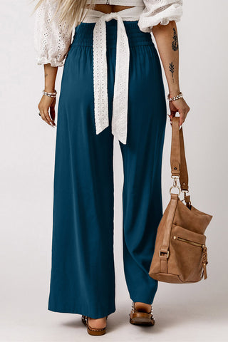 Drawstring Smocked Waist Wide Leg Pants, Trendsi - A Blissfully Beautiful Boutique
